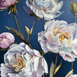 Peony oil painting by Melissa Eybers
