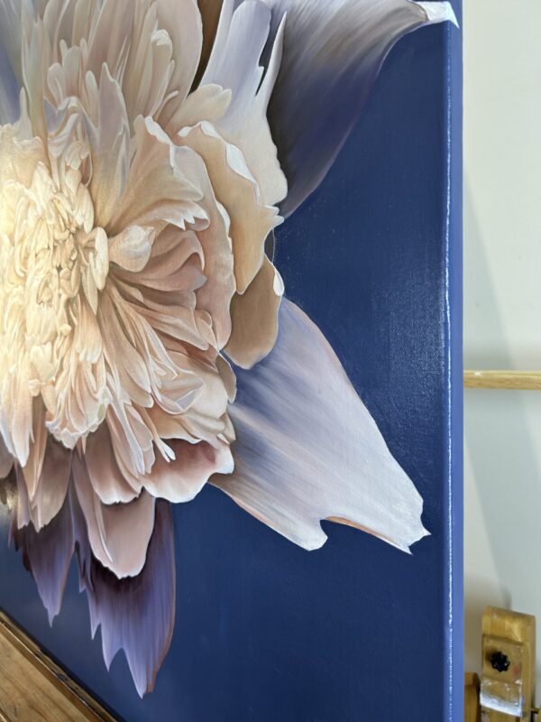 Side View of Peony Oil Painting by Melissa Eybers
