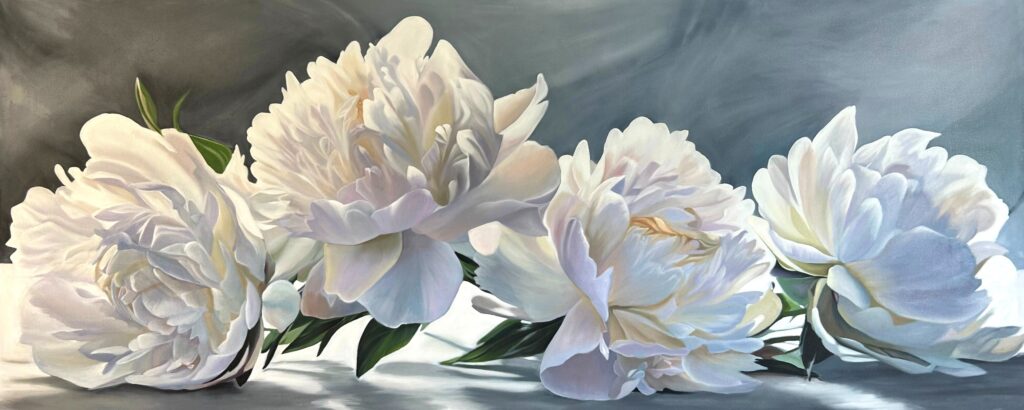 White Peonies Painting by Melissa Eybers