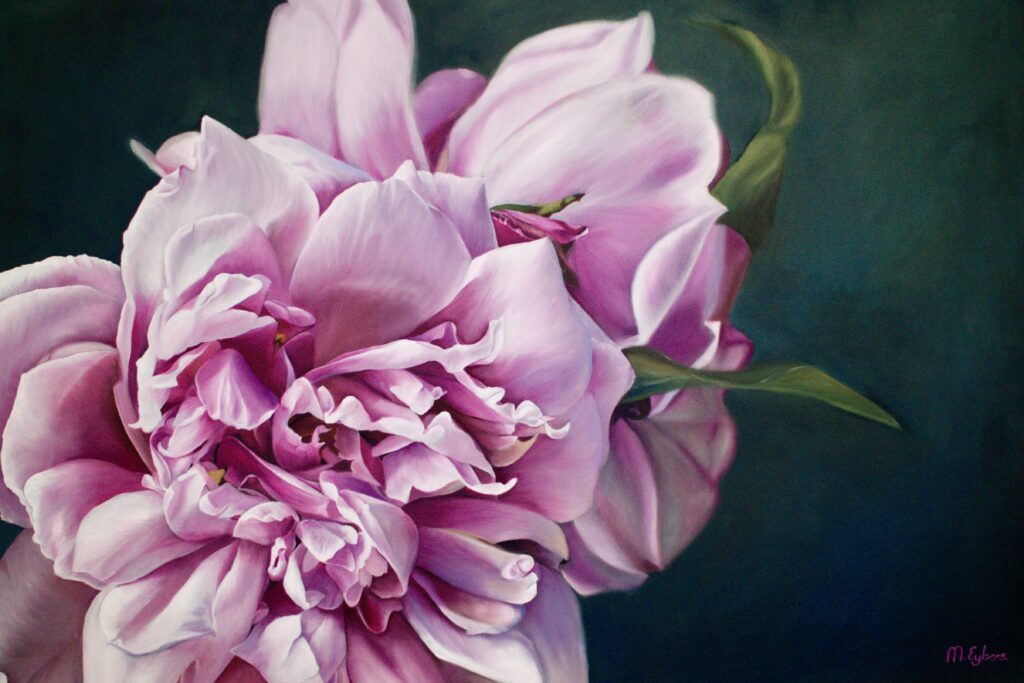 Pink Peony Oil Painting by Melissa Eybers
