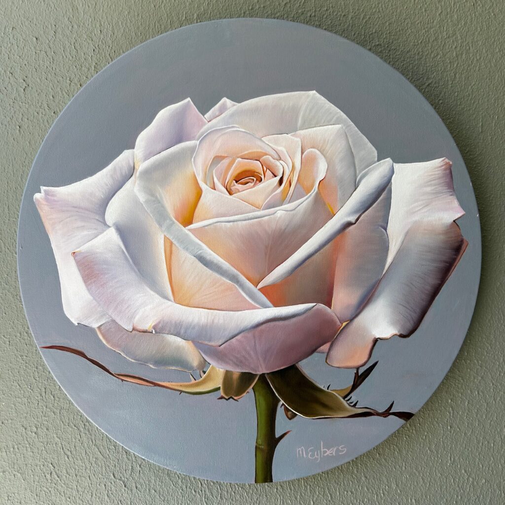 Rose oil painting by Melissa Eybers