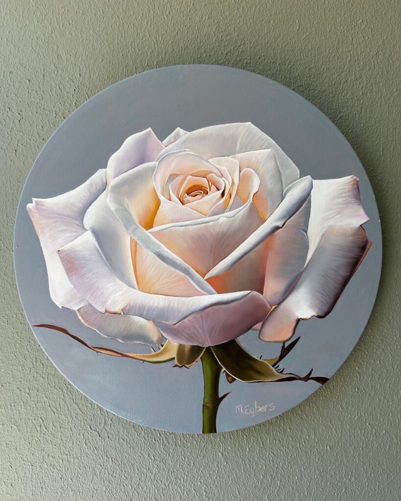 Rose oil painting by Melissa Eybers