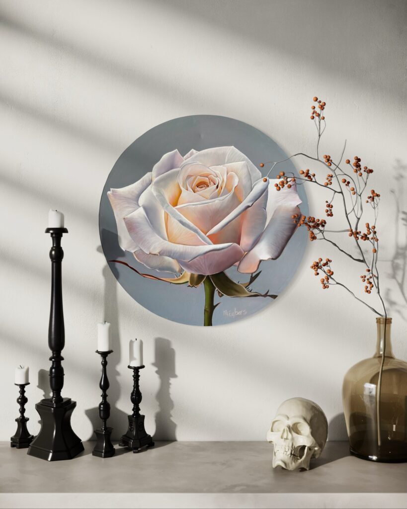 Rose oil painting by Melissa Eybers mockup