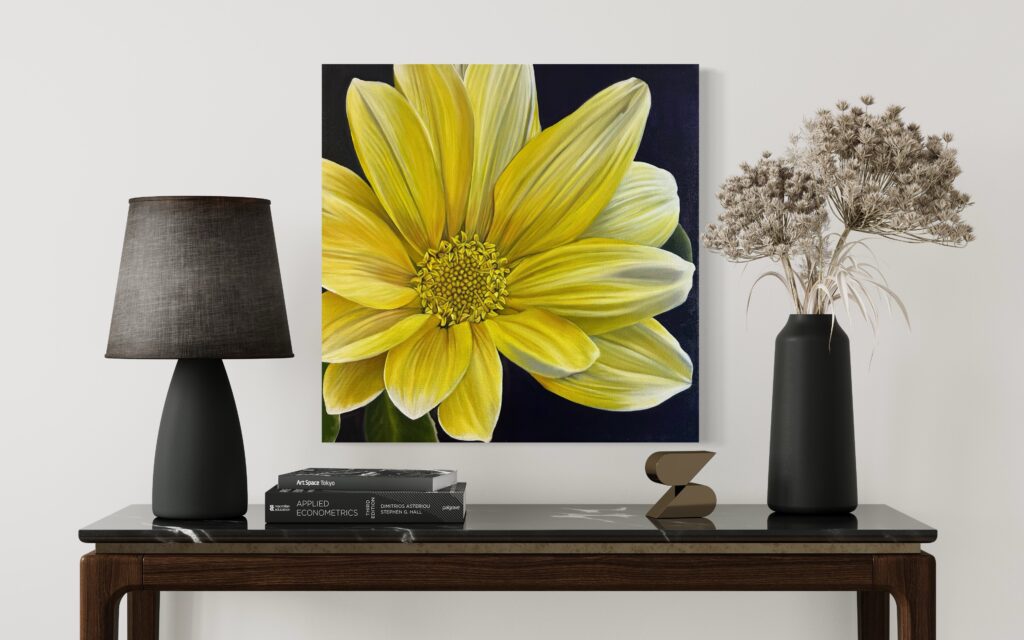 Yellow Gazania Oil Painting by Melissa Eybers Mockup